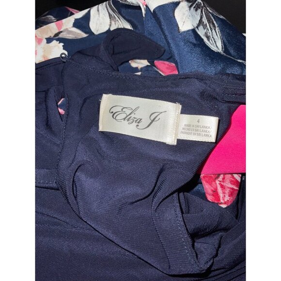 ELIZA J. Maxi Dress Sleeveless Belted Floral Gown in Navy Pink size 4 - Picture 8 of 14